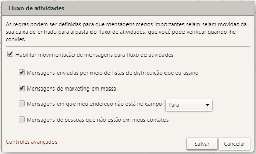 fluxo de atividades do Zimbra